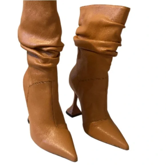 AMINA MUADDI  Leather Flared Heel Boots 35  5 US - Picture 2 of 14